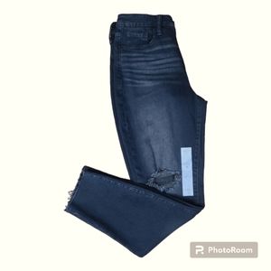 Old Navy Women's High-Rise O.G. Straight Raw Hem Distressed Ankle Jeans